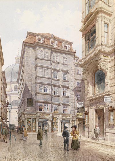 Il negozio di tessuti Albert Hardt in Freisingergasse, dietro la chiesa di San Pietro da Richard Moser